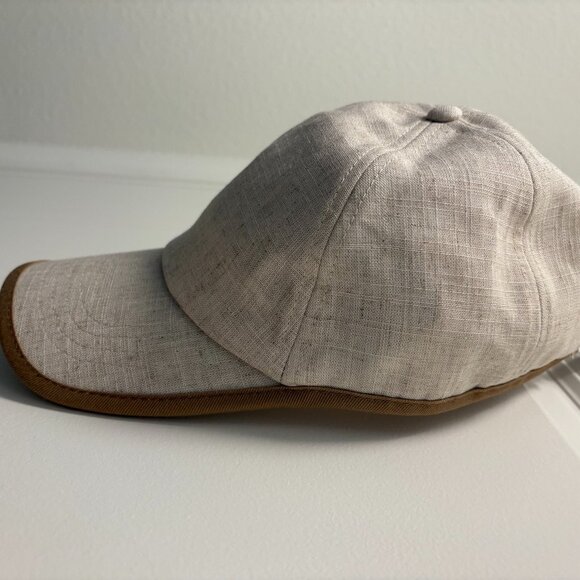Sonoma Cream Linen Blend Cap w/ Brown Trim / Adjustable NWT - Picture 2 of 8